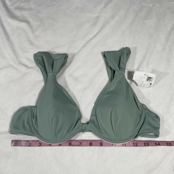 NEW $110 WeWoreWhat [SZ Large ] Allie Wide Strap Underwire Bikini Top‎ Green - Picture 4 of 12